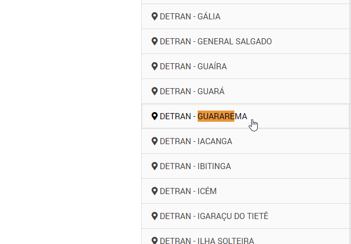 Lista de Unidades do DETRAN